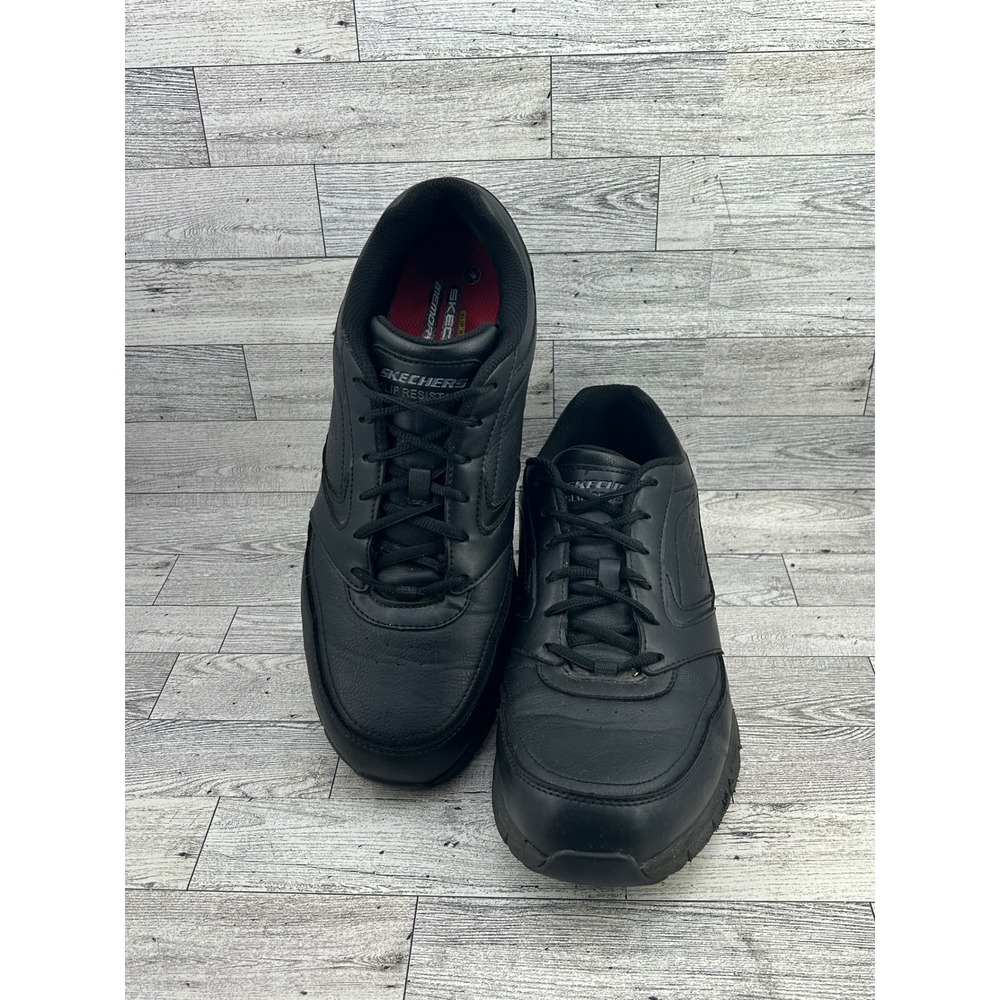 Skechers Work Slip Resistant EH Black Memory Foam Leather Shoes Men US 13